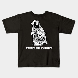 Fight or Flight Funny Penguin Pun Fight Or Flight Meme Kids T-Shirt